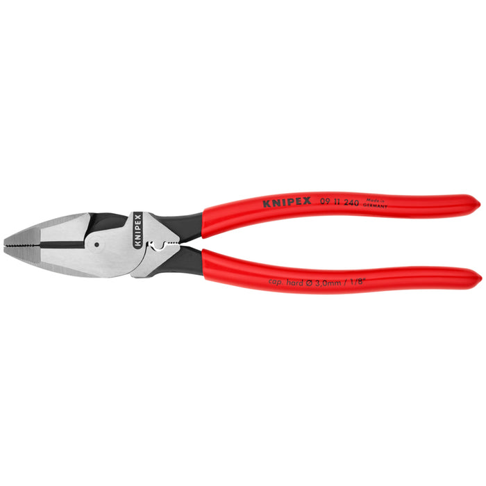 KNIPEX 9-1/2" High Leverage Lineman's Pliers New England with Fish Tape Puller & Crimper