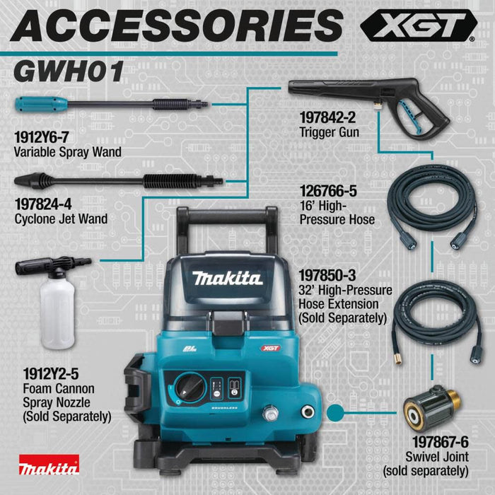 Makita 40V Max XGT Brushless 1300 PSI 1.5 GPM Pressure Washer Cordless (Bare Tool)