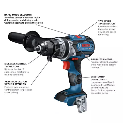 BOSCH 18V Hammer Drill/Driver Brute Tough 1/2 In. (Bare Tool)