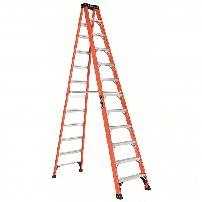 LOUISVILLE Stepladder: 12 ft Ladder Size, Fiberglass, 375 lb Load Capacity, 49 lb Wt