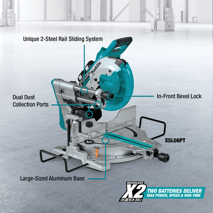 Makita 36V (18V X2) LXT Brushless 10" Dual‑Bevel Sliding Compound Miter Saw with Laser Kit