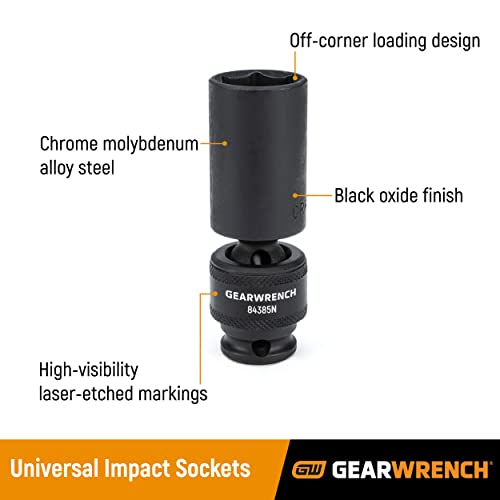 GEARWRENCH Standard Impact Socket Set, Black