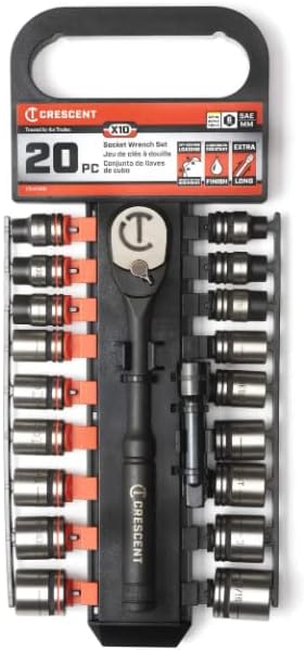 Crescent 20 Piece X10 3/8" Drive 6 Point Standard SAE/Metric Mechanics Tool Set - CSWS38B