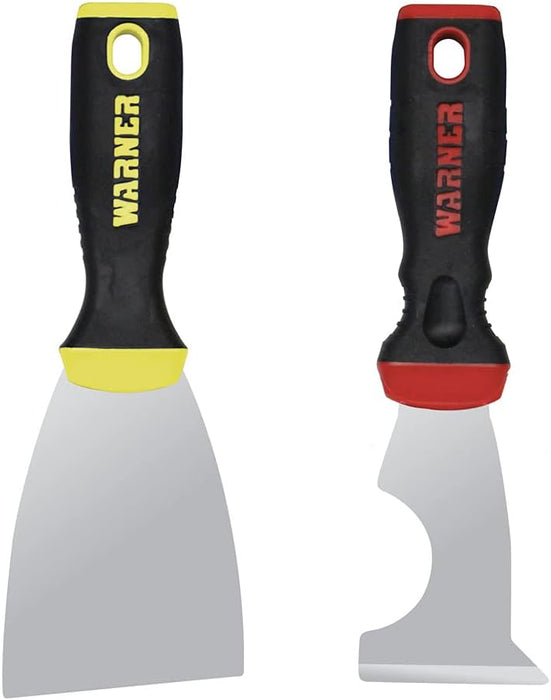 Warner Pro-Grip Series Painters, 5-in-1 & 3 Full Flex Putty Knife Paint Tool, Pro-Combo Pack, Red and Yellow