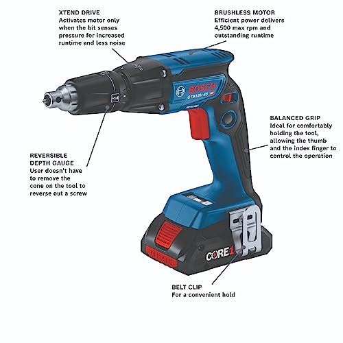 BOSCH 18V 2-Tool (GXL18V-291B25) Combo Kit with Brushless Screwgun, Brushless Cut-Out Tool and (2) CORE18V 4 Ah Advanced Power Batteries