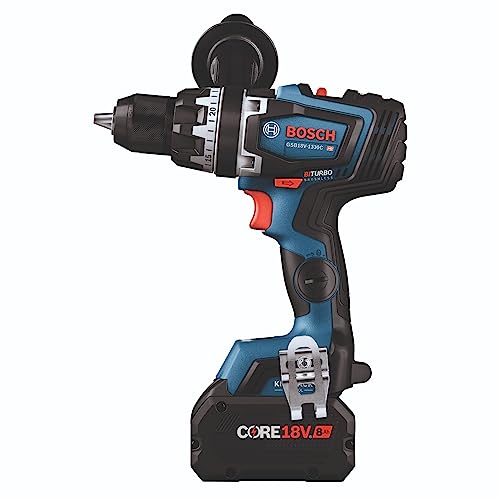 Bosch 18V 2-Tool Combo Kit with 1/2 In. Hammer Drill/Driver, 1/4 In. and 1/2 In. Two-In-One Bit/Socket Impact Driver, (1) CORE18V 8Ah Battery and (1) CORE18V 4Ah Battery