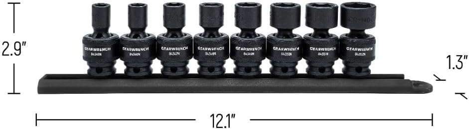 GEARWRENCH 8 Pc. 3/8" Drive 6 Pt. Standard Universal Impact Socket Set, SAE - 84917N