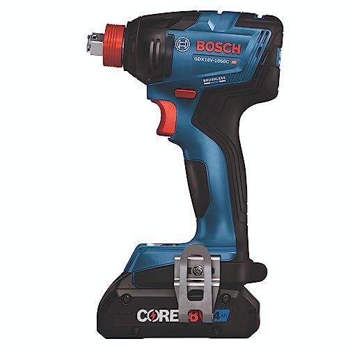 Bosch 18V 2-Tool Combo Kit with 1/2 In. Hammer Drill/Driver, 1/4 In. and 1/2 In. Two-In-One Bit/Socket Impact Driver, (1) CORE18V 8Ah Battery and (1) CORE18V 4Ah Battery