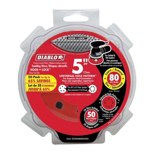 Diablo 5in. 80 Grit Random Orbital Sander Hook & Lock Discs