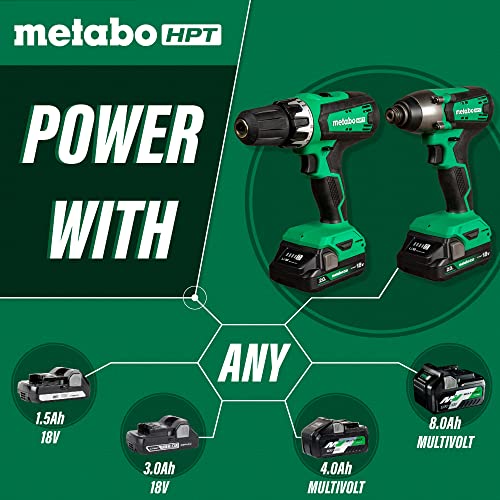 Metabo HPT 18V Multi-Volt Hammer Drill and Impact Driver Combo Kit | Cordless | 2-2.0Ah Li-Ion Batteries w/Fuel Gauge | Lifetime Tool Warranty | KC18DFX