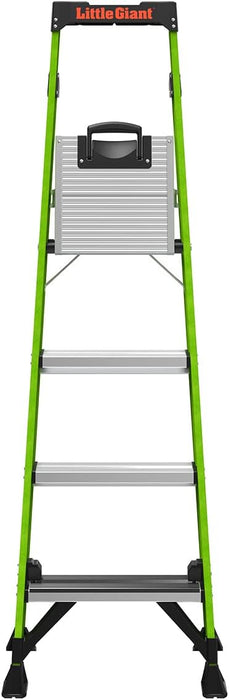 Little Giant Ladders, MightyLite 2.0, 6' Stepladder with Ground Cue, Fiberglass, Type IAA, 375 lbs Weight Rating, (15406-001), Green