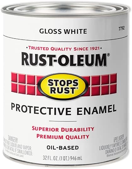 Rust-Oleum 4PK Stops Rust Brush On Paint, Quart (4 Pack), Gloss White, 128 Fl Oz