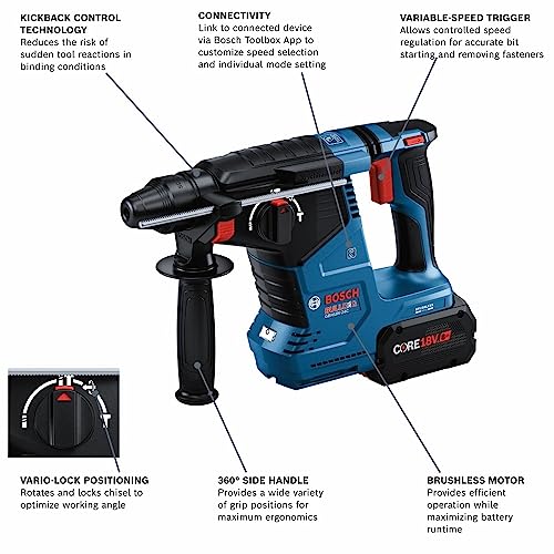 Bosch 18V Bulldog 1 In. Rotary Hammer SDS-Plus Kit