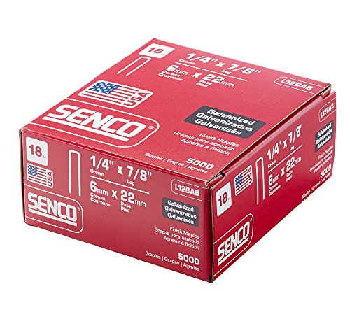 Senco L12BAB 18 Gauge by 1/4-inch Crown by 7/8-inch Leg Electro Galvanized Staples (5,000 per box)
