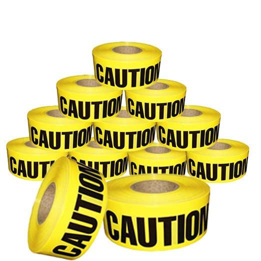 Cordova Pro Pack Yellow Caution Barricade Tape, 3 in. x 1000 ft. Roll, 12-Pack