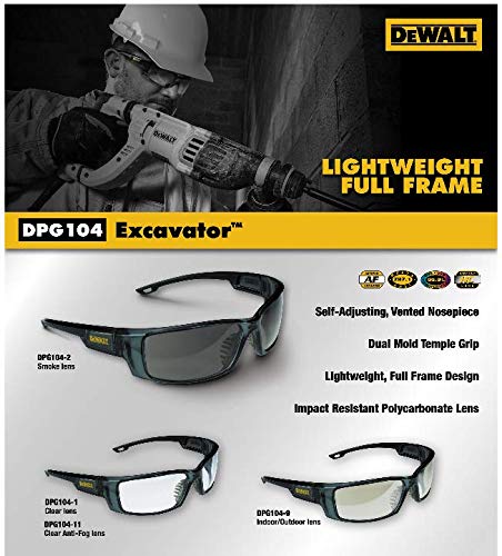 DeWALT (DPG104-1D) Excavator Safety Glass - Black Frame - Clear Lens