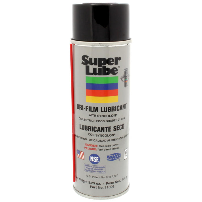 Super Lube Dri-Film Synthetic Powder Lubricant w/Syncolon (Opaque White, 5.25oz Aerosol) | NSF Certified Food Grade & Clean | Won't Clog Nozzles