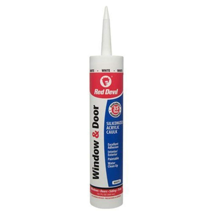 Red Devil 0846 Window & Door Siliconized Acrylic Caulk, White, 10.1 oz, Pack of 12