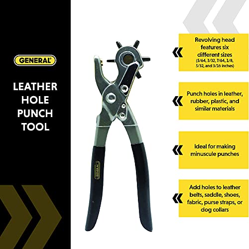 General Tools Leather Hole Punch Tool, 5/64 In. to 3/16 In.