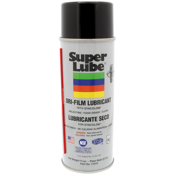 Super Lube Dri-Film Synthetic Powder Lubricant w/Syncolon (Opaque White, 11oz Aerosol) | NSF Certified Food Grade & Clean | Won't Clog Nozzles