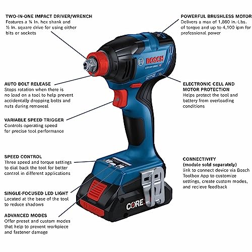 Bosch 18V 2-Tool Combo Kit with Connected-Ready Freak Two-In-One 1/4 In. and 1/2 In.