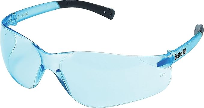 MCR Safety Glasses BK113 Light Blue Polycarbonate Lenses with UV Protection and Scratch Resistant Coating, Soft Non-Slip Temple and Nose Piece, 1 Pair