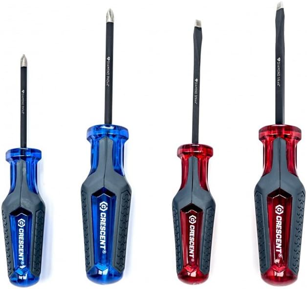 Crescent 4 Pc. Phillips/Slotted Co-Molded Diamond Tip Screwdriver Set - CGS4PCSET