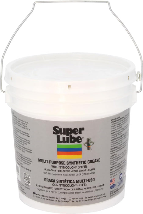 Super Lube Synthetic Grease (NLGI 2), 5 lb Pail, Translucent White