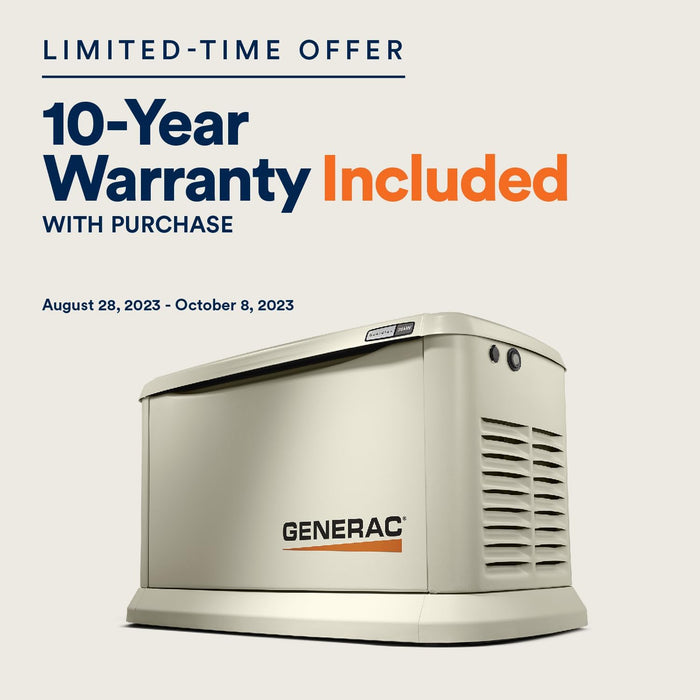 Generac 7043 22kW Air Cooled Guardian Series Home Standby Generator with 200-Amp Transfer Switch - Comprehensive Protection - Smart Controls - Versatile Power - Wi-Fi Connectivity - Bisque