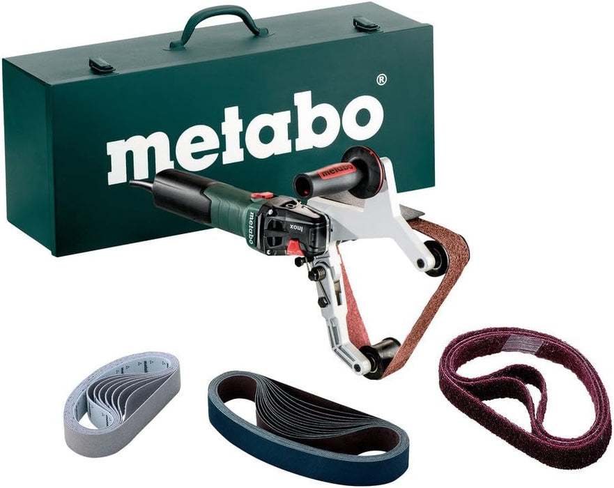 Metabo 7 In. Variable Speed Pipe/Tube Sander Kit | 1,650-5,500 ft/min | 13.5 AMP w/Lock-on | Accessory set | RBE 15-180 Set