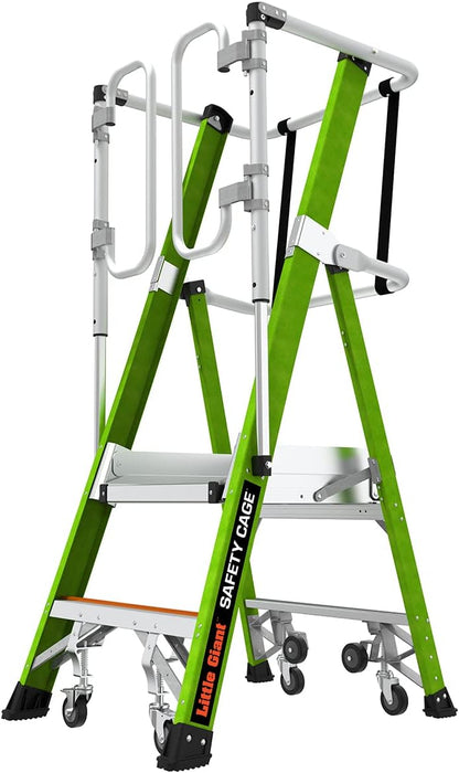 Little Giant Ladder Systems Safety Cage 2.0, M2, 2ft Enclosed Platform, Platform Ladder, Fiberglass, Type 1AA, 375 lbs Weight Rating, (19702)