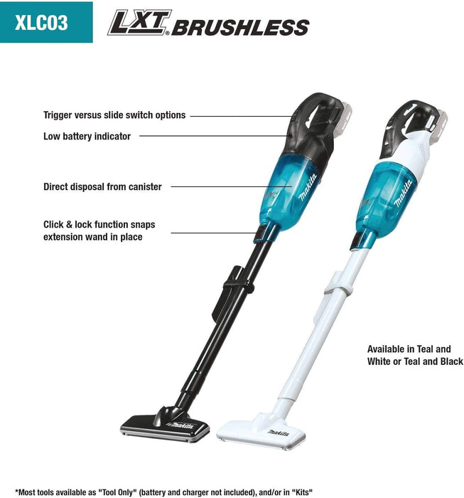 Makita 18V LXT (XLC03R1BX4) Lithium-ion Compact Brushless Cordless Vacuum Kit