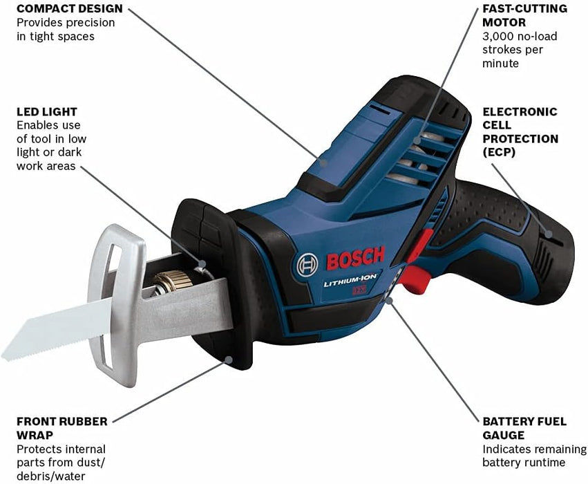 BOSCH 12V Max Pocket Reciprocating Saw Kit with 2.5Ah Battery