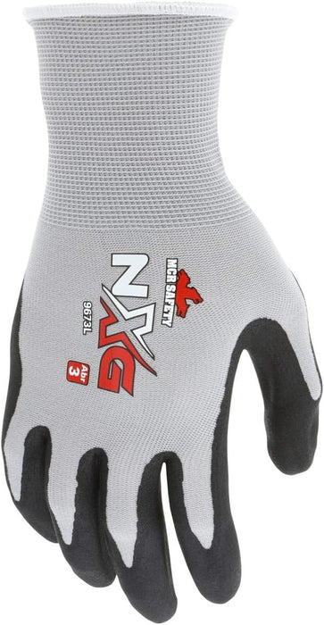 MCR Safety 9673 NXG 13 Gauge Gray Nylon Black Nitrile Foam Coated Palm, Work Gloves (12 Pair) (Large)