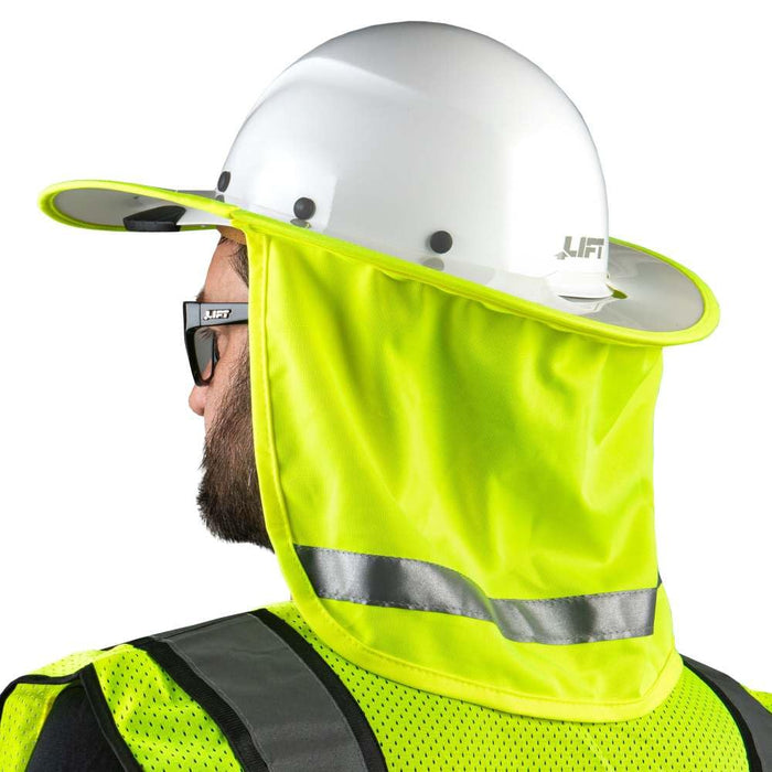 LIFT Safety DAX Sunshade for Cap, Hiviz Green, One Size