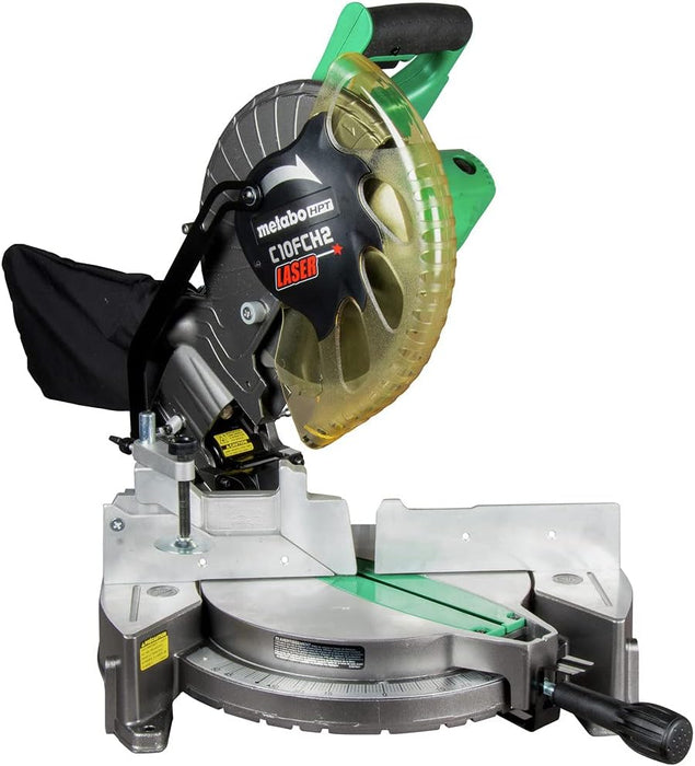 Metabo HPT 10 In. Miter Saw | Laser Marker | Single Bevel | Compound | 15-Amp Motor | C10FCH2S