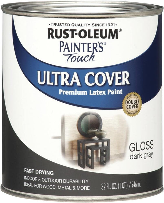 Rust-Oleum Painter's Touch Latex Paint, Gloss Dark Gray, 1 Quarts (Pack of 1)