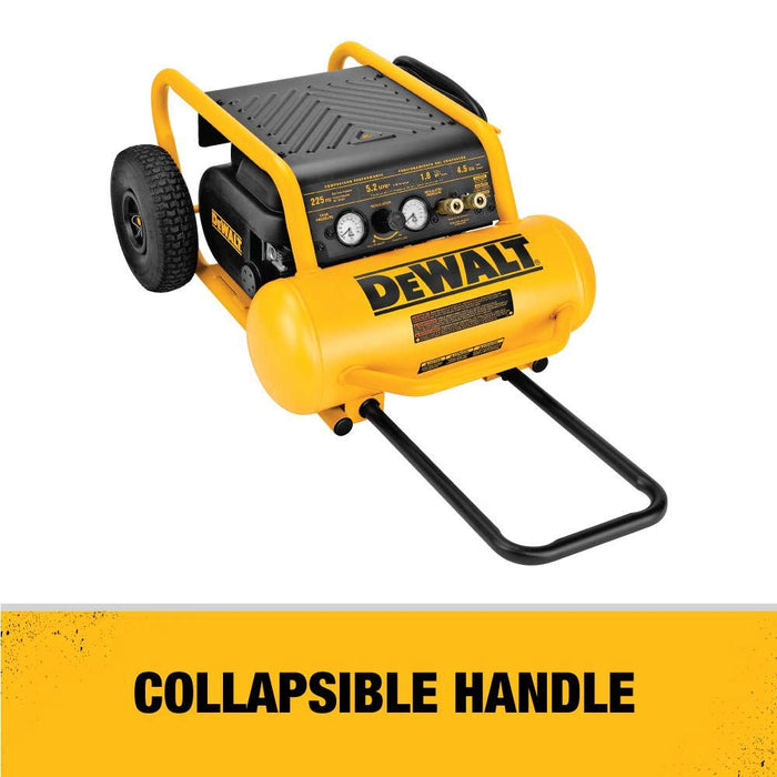 DeWALT 1.6 Hp Continuous 200 Psi, 4.5 Gallon Compressor, 17" x 33.75" x 24.5"