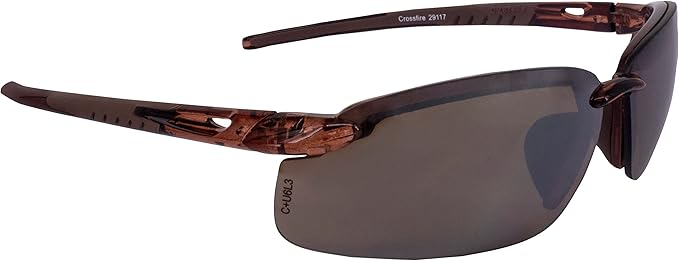 Radians 29117 Crossfire Brown Safety Glasses, Scratch-Resistant, Frameless