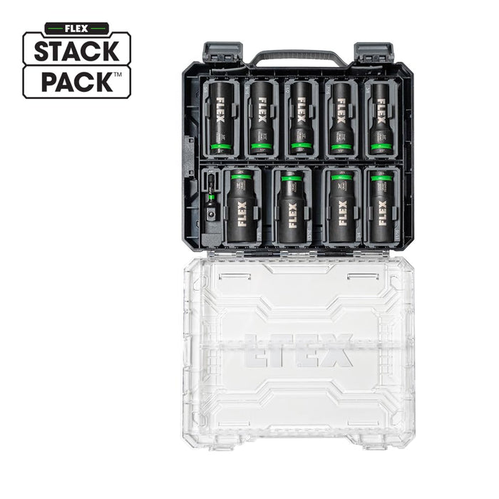 FLEX STACK PACK 10-Piece Thin Wall Deep Well 6-Point 1/2-Inch Drive Impact Nut Socket Set