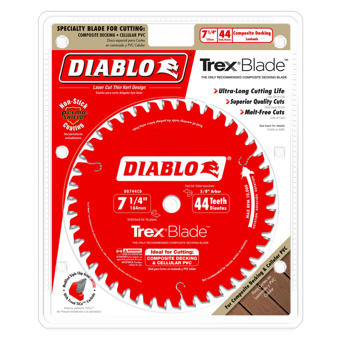 Diablo 7-1/4" x 44-Teeth TrexBlade Saw Blade for Composites and Plastic