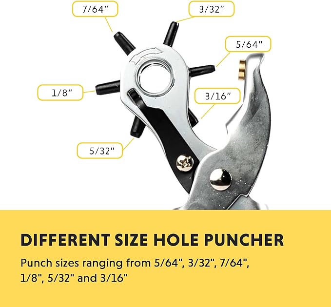 General Tools Revolving Punch Pliers Multi-Hole Sizes for Leather, Rubber, & Plastic