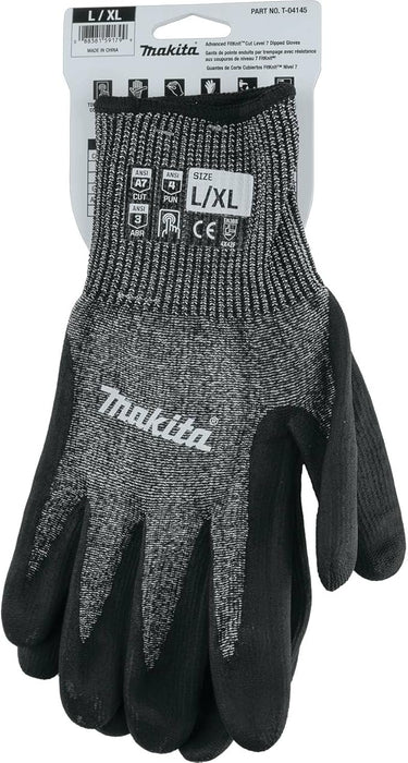 Makita Unisex Fitknit T 04145 Advanced FitKnit Cut Level 7 Nitrile Coated Dipped Gloves Large X Large, Gray/Black, Large X-Large US