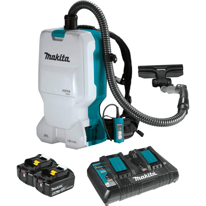 Makita 18V X2 LXT Lithium-Ion (36V) Brushless Cordless 1.6 Gallon HEPA Filter Backpack Dry Vacuum (6.0Ah)