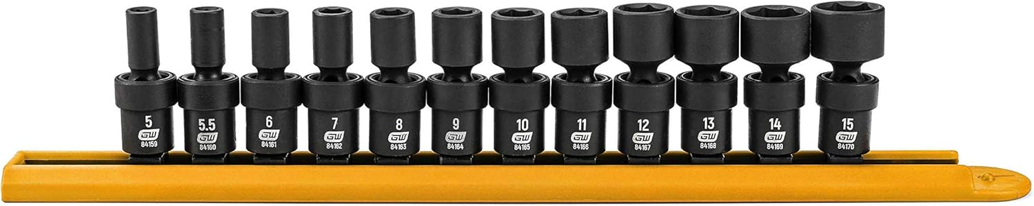 GEARWRENCH 12 Piece 1/4" Drive 6 Point Standard Universal Impact Metric Socket Set | 84905