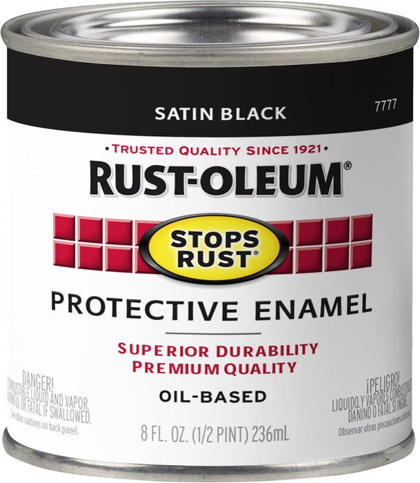 Rust-Oleum Protective Enamel Paint, 8-Ounce, Satin Black