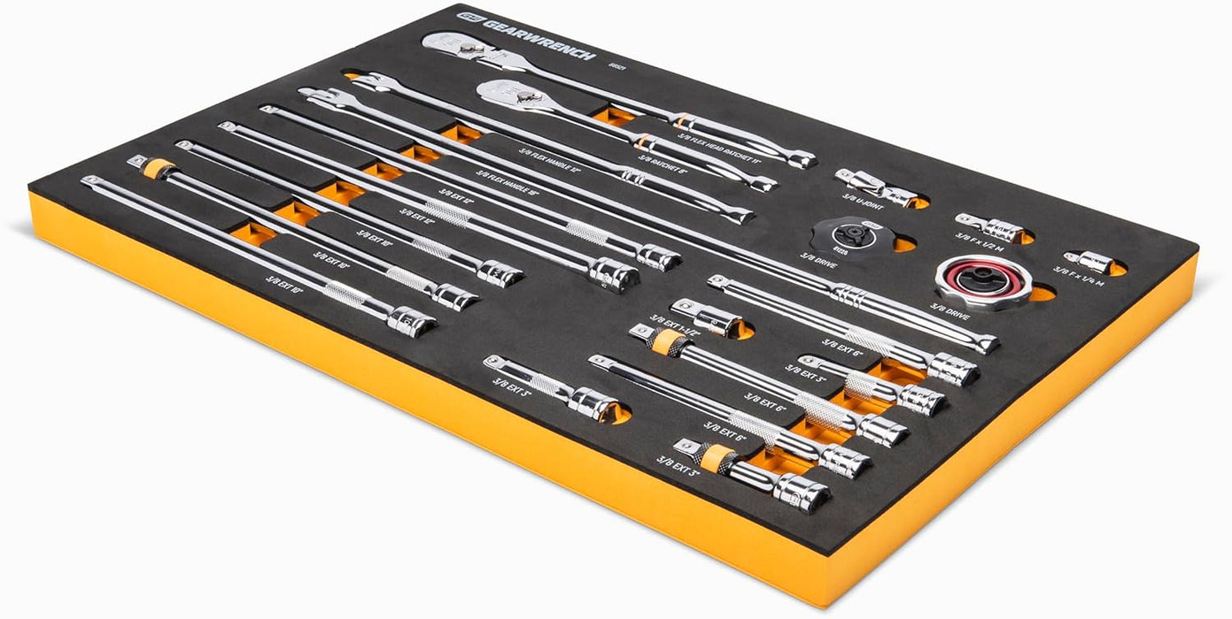 GEARWRENCH 21 Piece 3/8" 90T Ratchet & Drive Tool Set with EVA Foam Tray - 86521