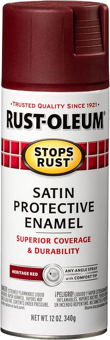 Rust-Oleum 6PK Stops Rust Spray Paint, 12 Oz, Satin Heritage Red, 6 Pack