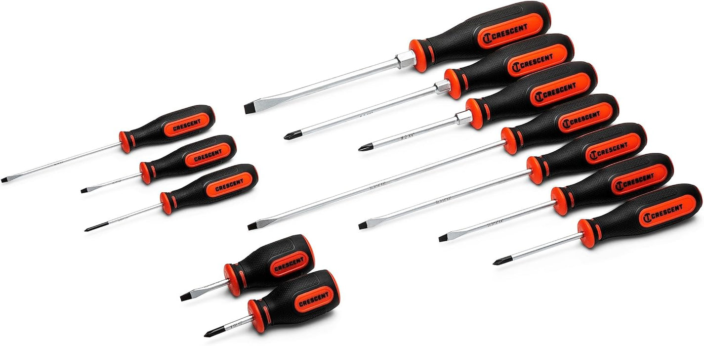 Crescent 12 Pc. Dual Material Screwdriver Set with Phillips and Slotted Screwdrivers - CSDS12PCSET