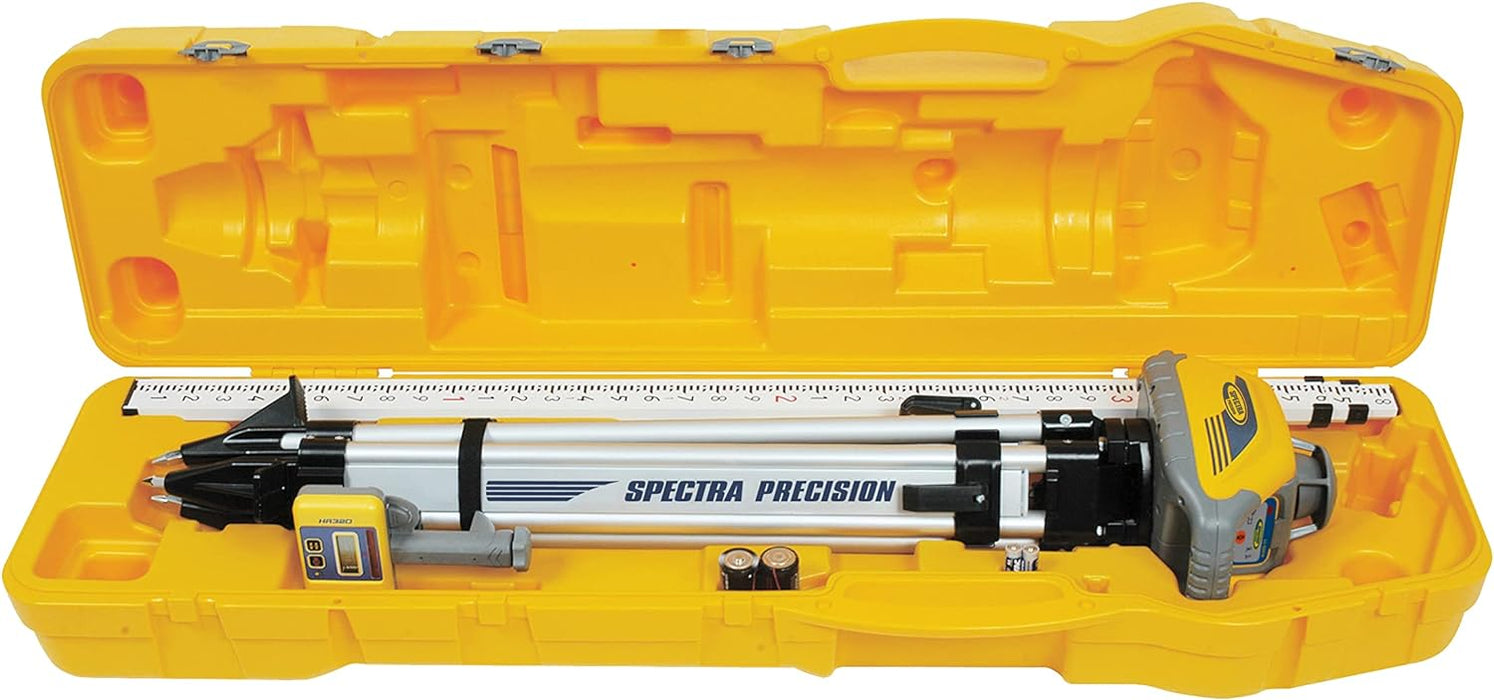 Spectra Precision Laser Level Kit with Receiver and Clamp, 15' Grade Rod (Tenths), Tripod, and System Case